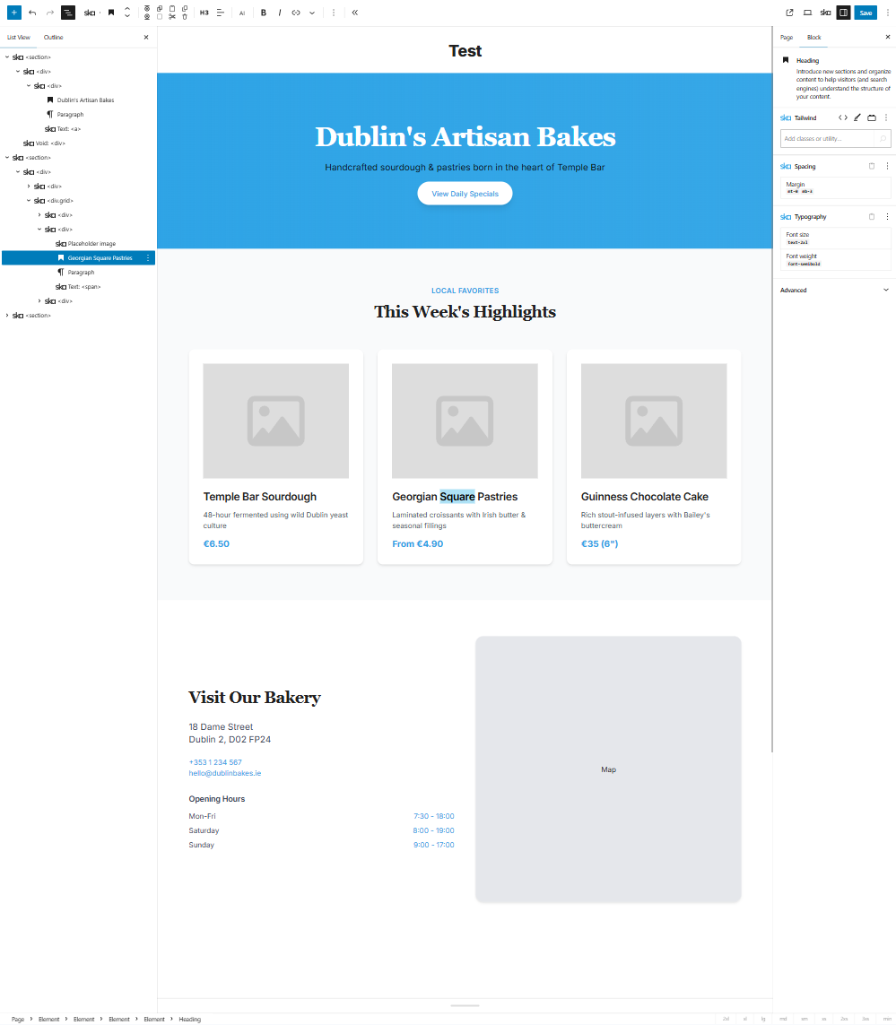 AI-generated Tailwind HTML converted to WordPress blocks